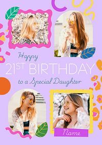 Tap to view Animal Print Daughter 21st Birthday 4 Photo Card