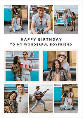 Wonderful Boyfriend 8 Photo Birthday Card