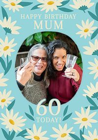 Tap to view Sky Blue Mum Floral 60th Birthday Photo Card