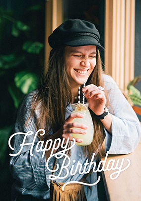 Simple Full Photo Happy Birthday Portrait Card