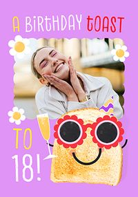 Tap to view 18th Birthday Toast Pink Photo Upload Card