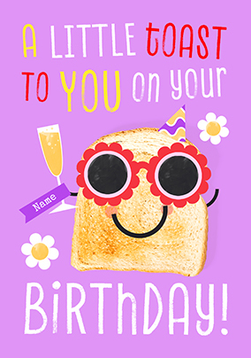 Little Birthday Toast Personalised Pink Card
