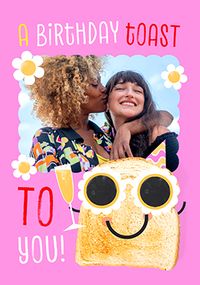 Tap to view A Birthday Toast To You Pink Photo Upload Card