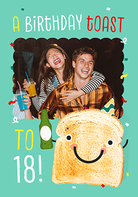 18th Birthday Toast Teal Photo Upload Card