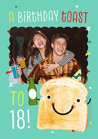 Tap to view 18th Birthday Toast Teal Photo Upload Card