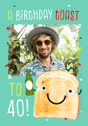 40th Birthday Toast Green Photo Upload Card