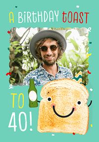 Tap to view 40th Birthday Toast Green Photo Upload Card
