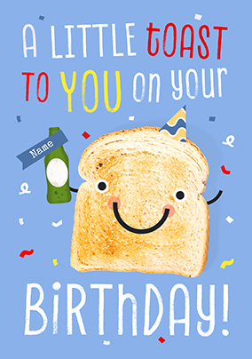 Little Birthday Toast Personalised Blue Card