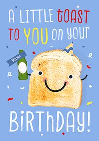Tap to view Little Birthday Toast Personalised Blue Card