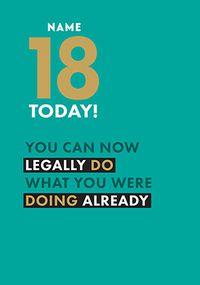 Tap to view Typographic Humour 18th Birthday Card
