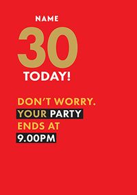 Tap to view Typographic Humour 30th Birthday Card