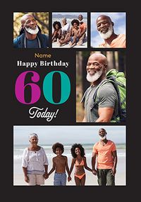 Tap to view Simple Bold 60th Birthday 5 Photo Card