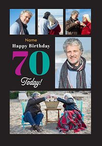 Tap to view Simple Bold 70th Birthday 5 Photo Card
