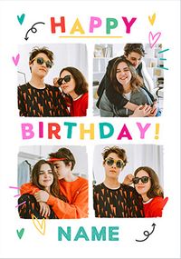 Tap to view 4 Photo Colourful Happy Birthday Card