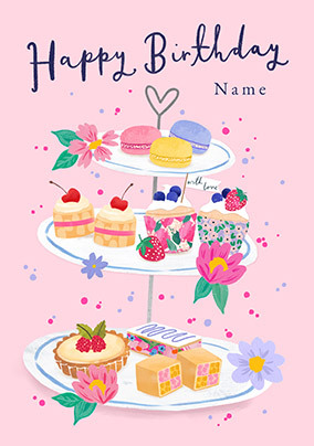 Afternoon Tea Stand Personalised Birthday Card