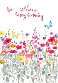Tap to view Spring Flower Field Personalised Birthday Card