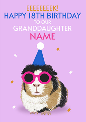 Guinea Pig Granddaughter 18th Birthday Card