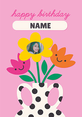 Paper Bouquet Birthday Photo Card