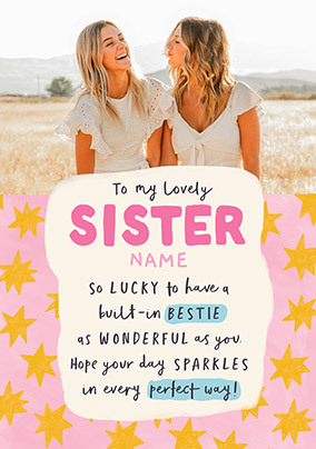 Sister Built-In Bestie Birthday Photo Card