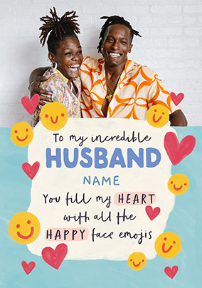 You Fill My Heart Husband Birthday Photo Card