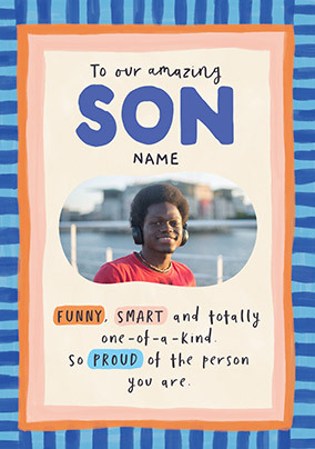 Funny Smart Son Birthday Photo Card