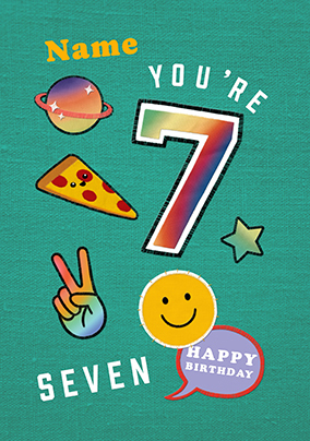 Age 7 Birthday Patches Card