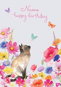 Tap to view Watercolour Cat Personalised Birthday Card