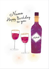 Tap to view Illustrated Wine Happy Birthday Card
