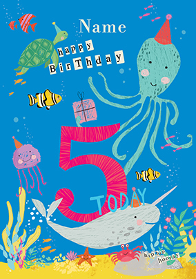 Under The Sea Age 5 Birthday Card