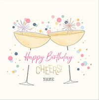 Tap to view Retro Champagne Glasses Square Birthday Card