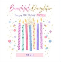 Tap to view Birthday Candles Personalised Square Card for Daughter