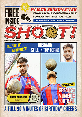 Retro Shoot Magazine Husband Multi Photo Birthday Card
