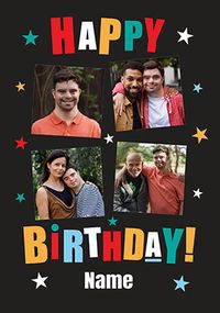 Tap to view Simple Bold 4 Photo Birthday Card