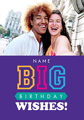 Simple Bold Big Birthday Wishes Photo Card