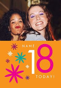 Tap to view Simple Bold Floral 18th Birthday Photo Card