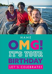 Tap to view Simple Bold OMG It's Your Birthday Photo Card