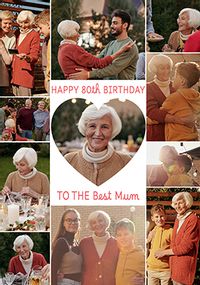 Tap to view Best Mum 80th Birthday 11 Photo Card