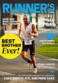 Tap to view Runner's Zone Blue Magazine Photo Upload Birthday Card