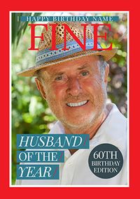 Tap to view Fine Magazine Husband 60th Birthday Photo Card