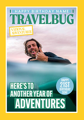 Travelbug Magazine Son 21st Birthday Photo Card