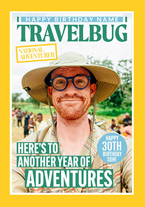 Travelbug Magazine Son 30th Birthday Photo Card