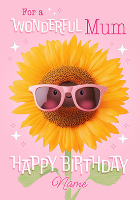 Wonderful Mum Personalised Sunflower Birthday Card
