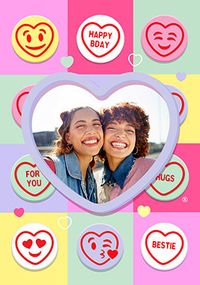 Tap to view Swizzels Love Hearts Bestie Birthday Photo Card