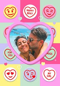 Tap to view Swizzels Love Hearts My Girl Birthday Photo Card