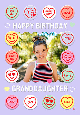 Swizzels Love Hearts Granddaughter Birthday Photo Card