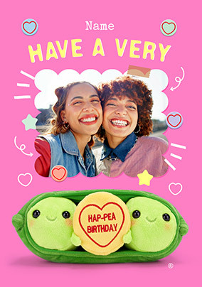 Swizzels Love Hearts Pink Hap-Pea Birthday Photo Card
