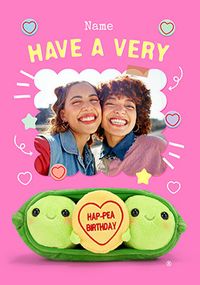 Tap to view Swizzels Love Hearts Pink Hap-Pea Birthday Photo Card