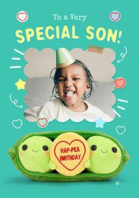 Tap to view Swizzels Love Hearts Son Hap-Pea Birthday Photo Card