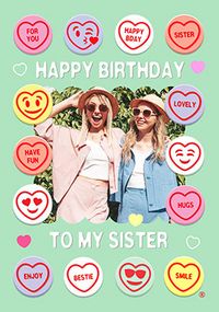 Tap to view Swizzels Love Hearts Sister Birthday Photo Card