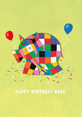 Elmer Confetti Personalised Birthday Card